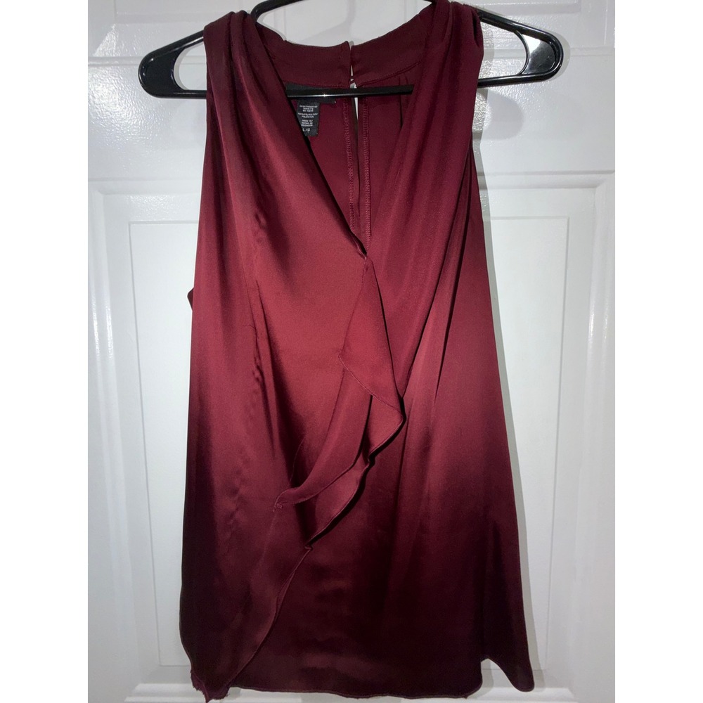 Apostrophe Satin Ruffle Front Halter Blouse Sleeveless Top